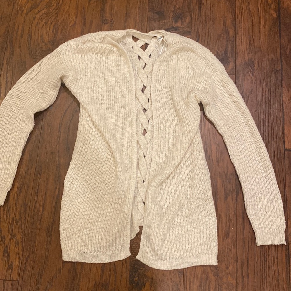 girls oversized cardigan white sparkly knit